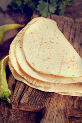 Stack of Homemade Mexican Tortillas