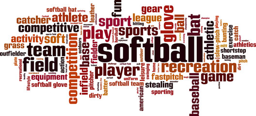 Softball word cloud concept. Vector illustration