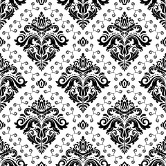 Seamless oriental ornament in the style of baroque. Traditional classic vector pattern Black and white orient background