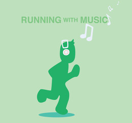 Running with music flat design
