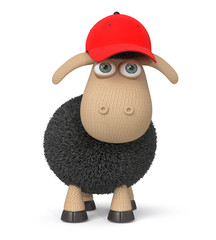 Naklejka premium ridiculous 3d lamb in a baseball cap