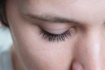 Macro shot of a male model eye lashes