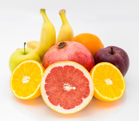 Fruits on white background