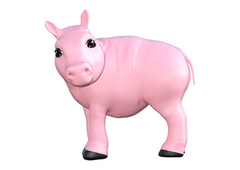 Pink Pig on White
