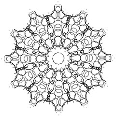 Мандала черный узор на белом фоне. Для рисования и раскраски. Эзотерический узор. 
