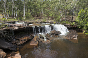 Cascada grande con abundante agua en el medio de una foresta. Cooktown, Queensland, Australia