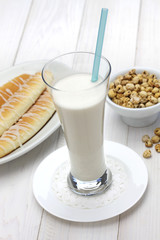 homemade horchata and fartons,spanish valencia soft drink and bread