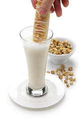 homemade horchata and fartons,spanish valencia soft drink and bread