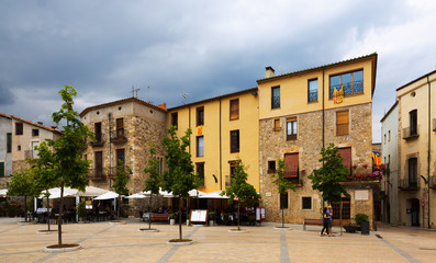 Town square in Besalu. Catalonia, Spain