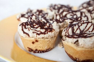 Homemade Cupcake Vanilla Cream ant Chocolate Topping