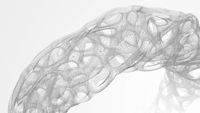 abstract 3d geometry rendered with visible edges, wired 3d model