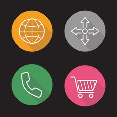 Web store flat linear icons set