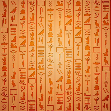Egyptian hieroglyphics. Symbol ancient, egyptian culture, egyptian old writing, vector illustration