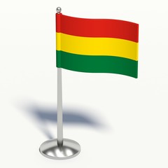 Bolivia small Flag. 3d illustration on a white background.