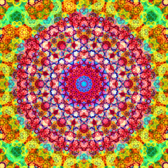 Colorful stained glass mandala kaleidoscope fractal