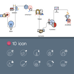 Modern thin line icons set of corporate management and business