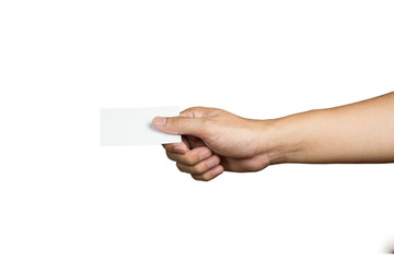 Fototapeta premium Hand holding a blank white card