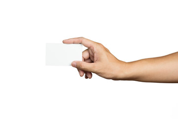 Fototapeta premium Hand holding a blank white card