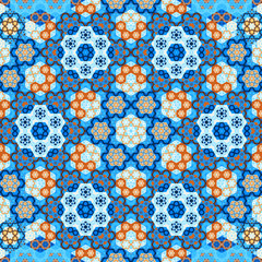 Blue orange oriental pattern fractal