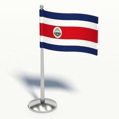 Costa Rica small Flag. 3d illustration on a white background.