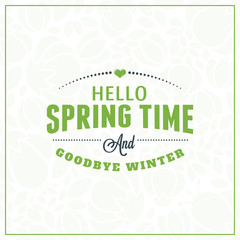 Spring Vintage Retro Style Typographic Badge or Label. Spring Vector Illustration. Hello Spring. Greeting Card Design