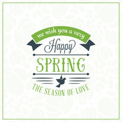 Spring Vintage Retro Style Typographic Badge or Label. Spring Vector Illustration. Hello Spring. Greeting Card Design