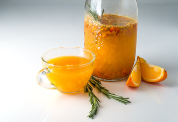 sea buckthorn drink with orange and rosemary