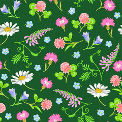 Seamless pattern with wild flowers