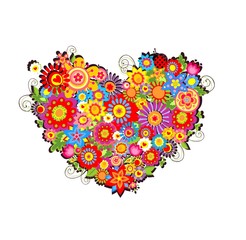 Fototapeta na wymiar Greeting card with floral heart shape