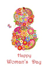 Greeting card with flowers print for Womans Day