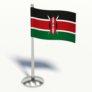kenia small Flag. 3d illustration on a white background.