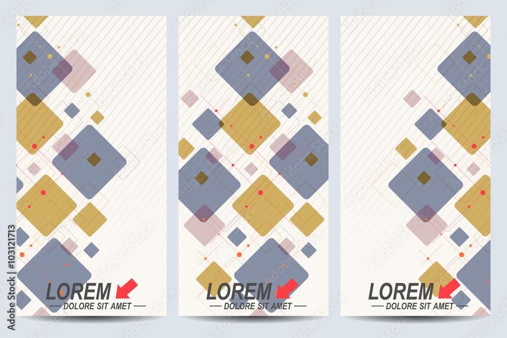 Poster set of the vector flyers. background with colorful scuares . modern stylish design