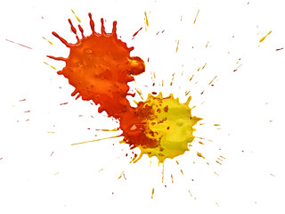 splashes of colorful watercolor on a white background