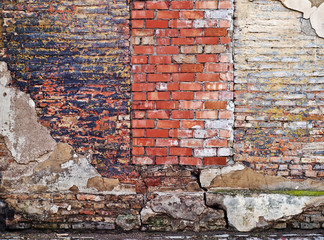 colorful abandoned  brick  wall 