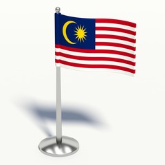 Malaysia small Flag. 3d illustration on a white background.