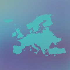 Europe dotted map on blue background, vector illustration