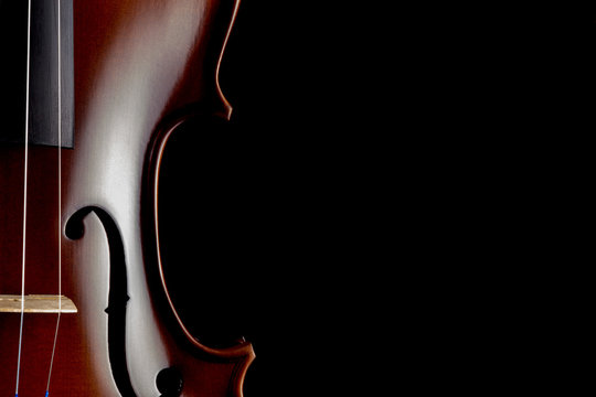 Violin Partial View on Black Background