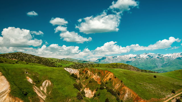 4K Timelapse. Clouds in national park Sairam-Ugam