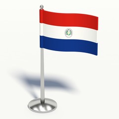 paraguay small Flag. 3d illustration on a white background.