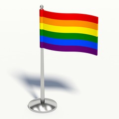 rainbow small Flag. 3d illustration on a white background.