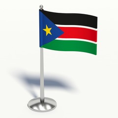 South Sudan small Flag. 3d illustration on a white background.