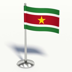 suriname small Flag. 3d illustration on a white background.