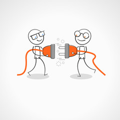 Stickmans with plug and socket