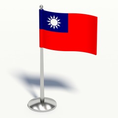 Taiwan small Flag. 3d illustration on a white background.