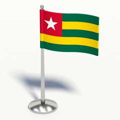 Togo small Flag. 3d illustration on a white background.