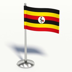 Uganda small Flag. 3d illustration on a white background.