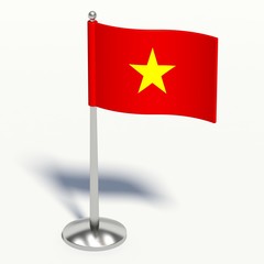 vietnam small Flag. 3d illustration on a white background.