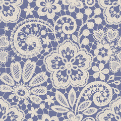Lace Seamless Pattern. Blue backgrounds.