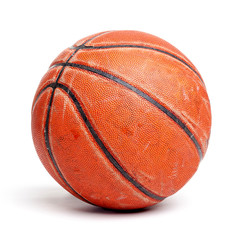 Old and Seasoned Basketball Isolated on White