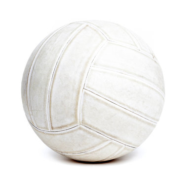 Old and Seasoned Volleyball Isolated on White